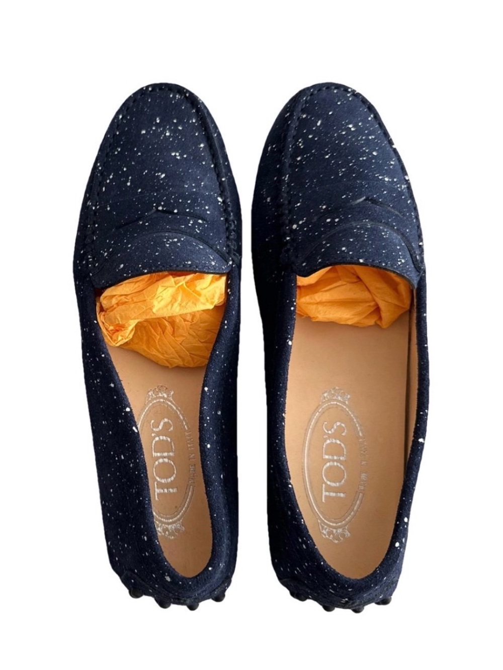 TOD'S Navy Suede Speckled Driving Loafers for Women